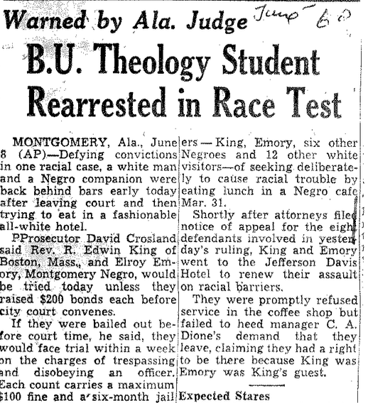 B.U. Theology Student Rearrested in Race Test